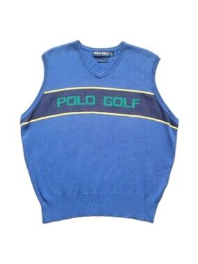 Vintage 90s Polo Golf Ralph Lauren Sweater Vest Mens L Color Block